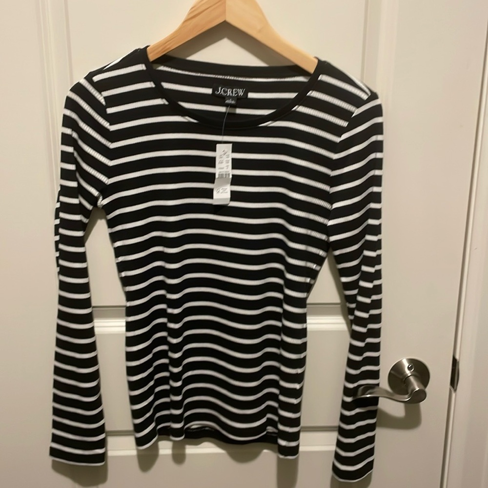 I. Crew long-sleeved crewneck T-shirt in striped vintage rib, NWT